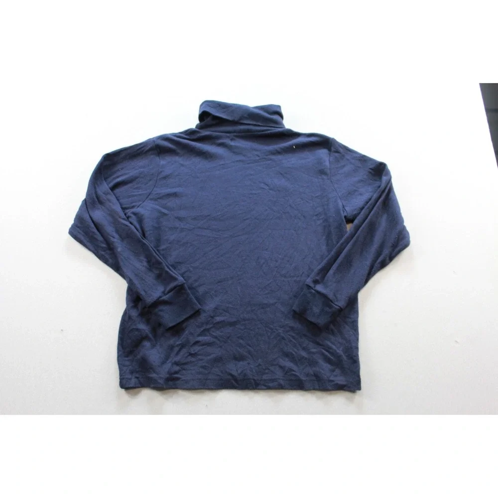 Karen Scott Women Blue Shirt Turtle Neck Long Sleeve Casual Size Medium